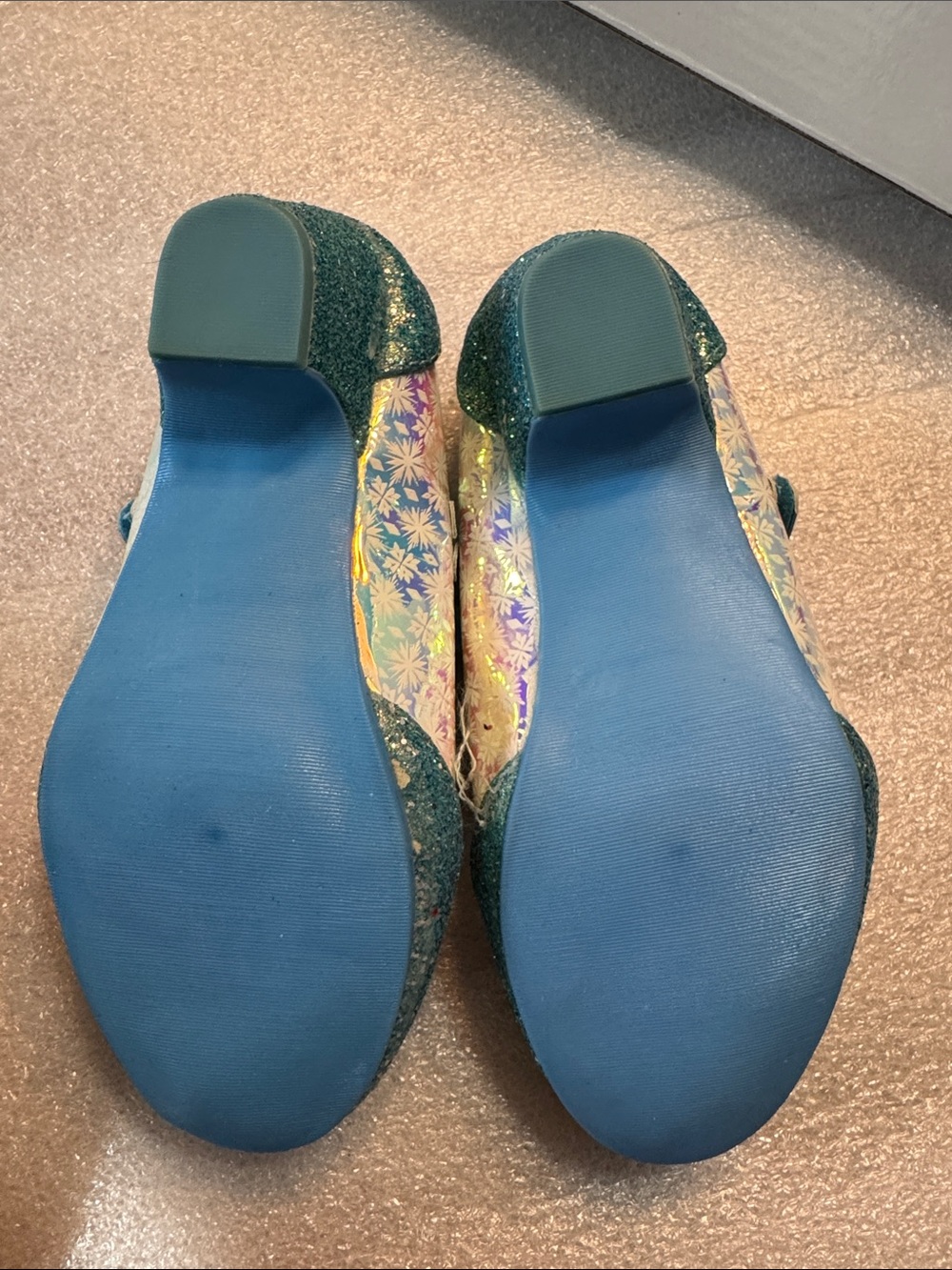 EUC Frozen II Anna Glitter Mary Jane Shoes for Kids - Teal/Purple Size 11 - Picture 7 of 8